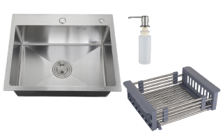 Кухонная мойка РМС MR-5050 с корзиной и дозатором нержавеющая сталь